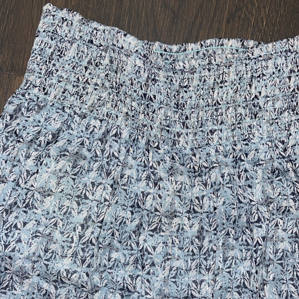 NWT Smocked Asymmetrical Floral Blue Maxi Skirt - Picture 2 of 3